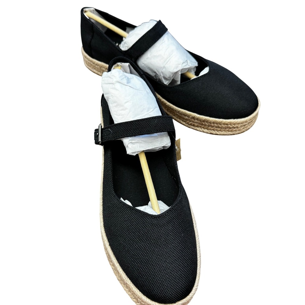 TOMS Carolina Mary Jane Black Heavy Canvas Espadrille Flats 10021878 Womens 11